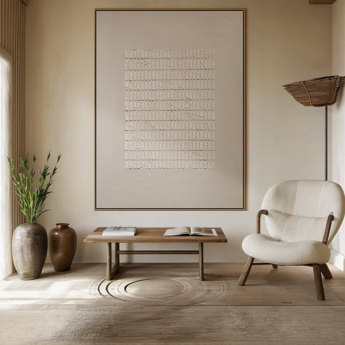 Beige Minimal Tiled Oil Painting 1:2 #BM002