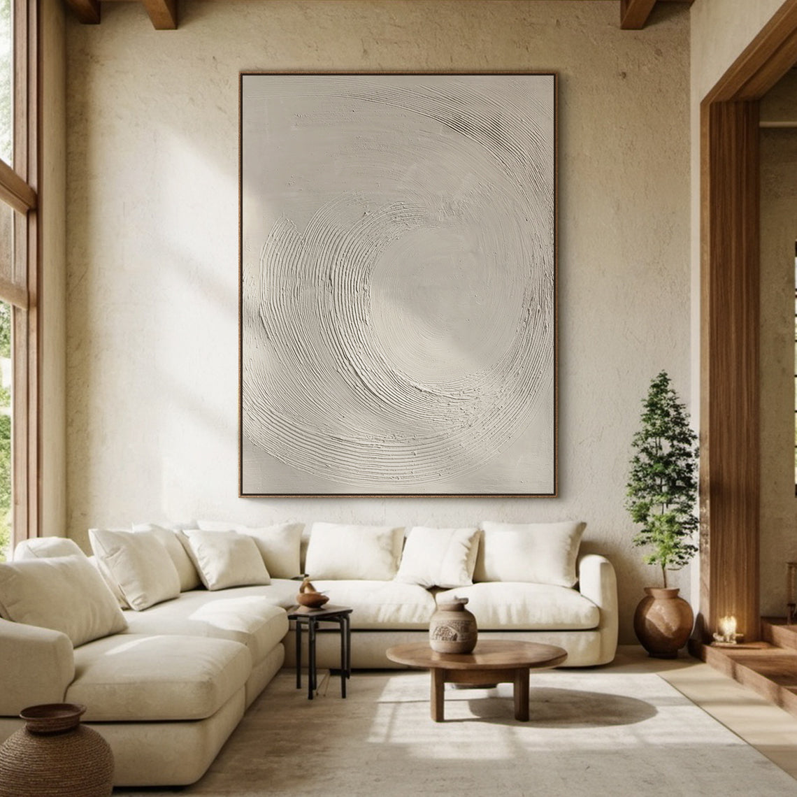 Beige Minimal Wave Oil Painting 1:2 #BM006