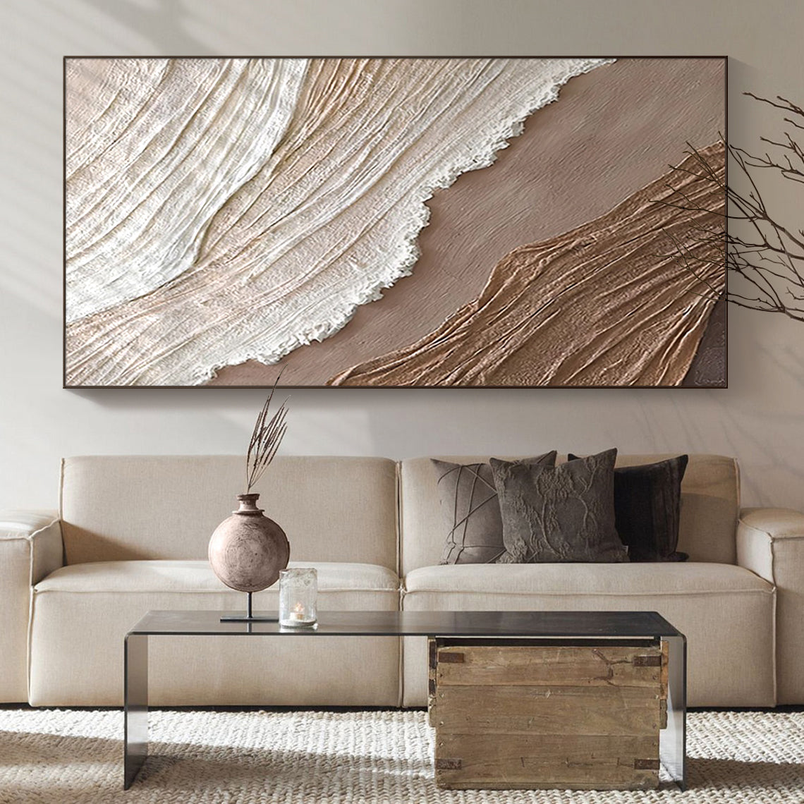 Abstract Textured Beige Landscape 3:4 #AT001