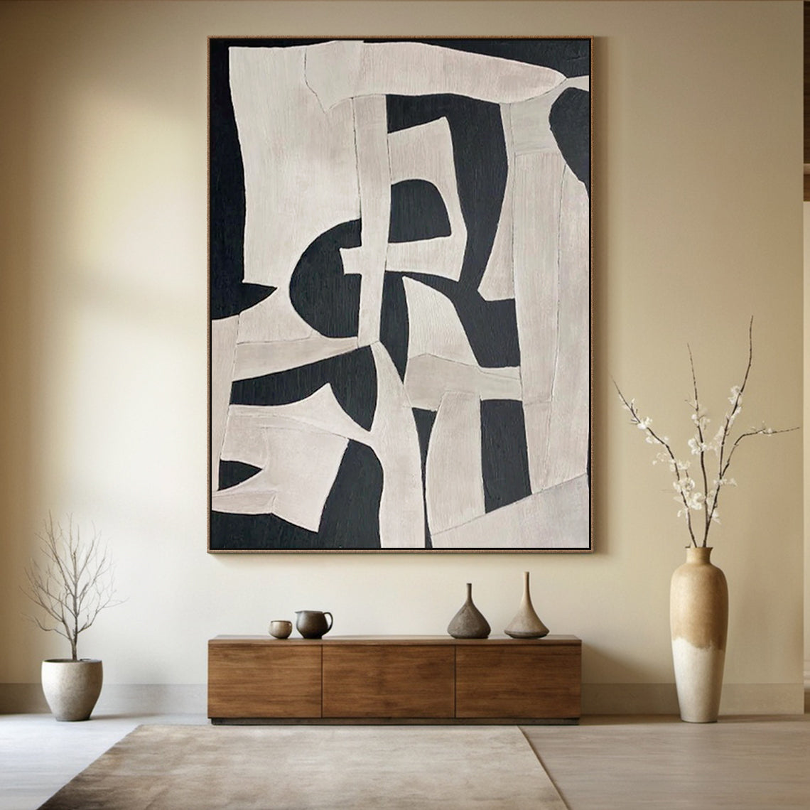 Abstract Black & White Mural 1:2 #BW001