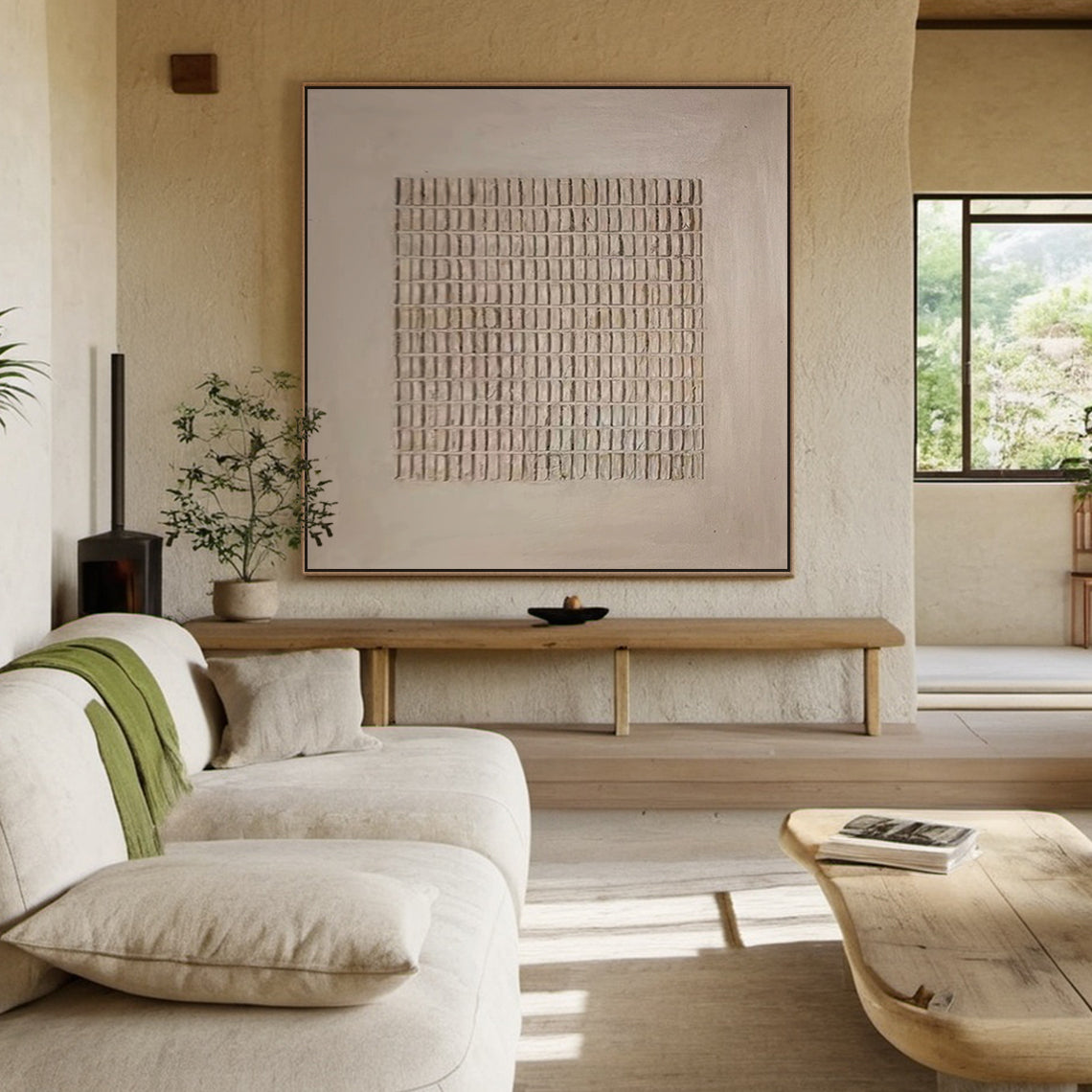 Beige Minimal Tiled Oil Painting 3:2 #BM001