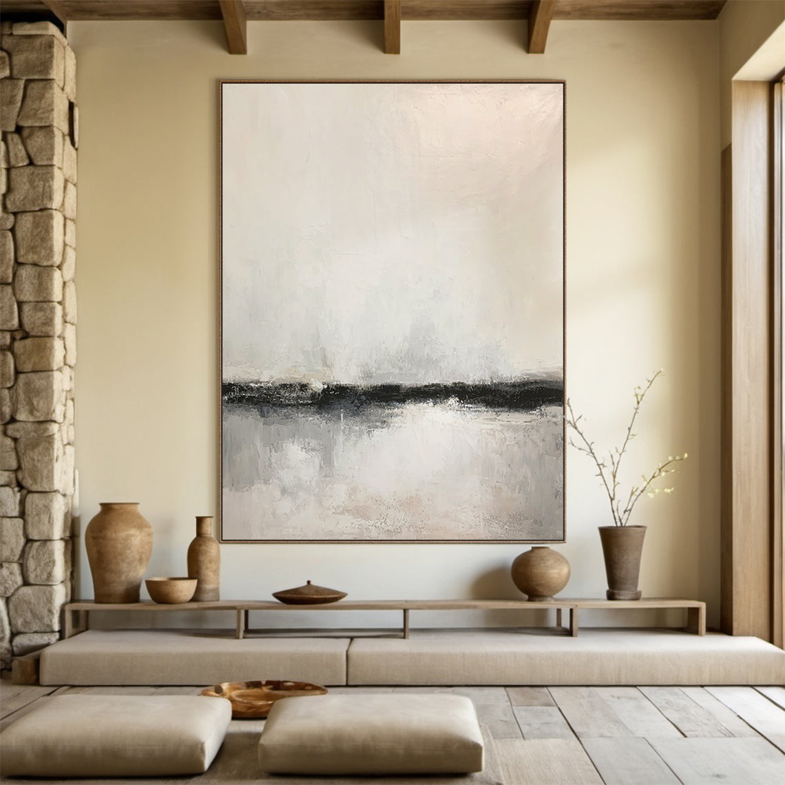 Black and White Impressionist Horizon 3:4 #BW004