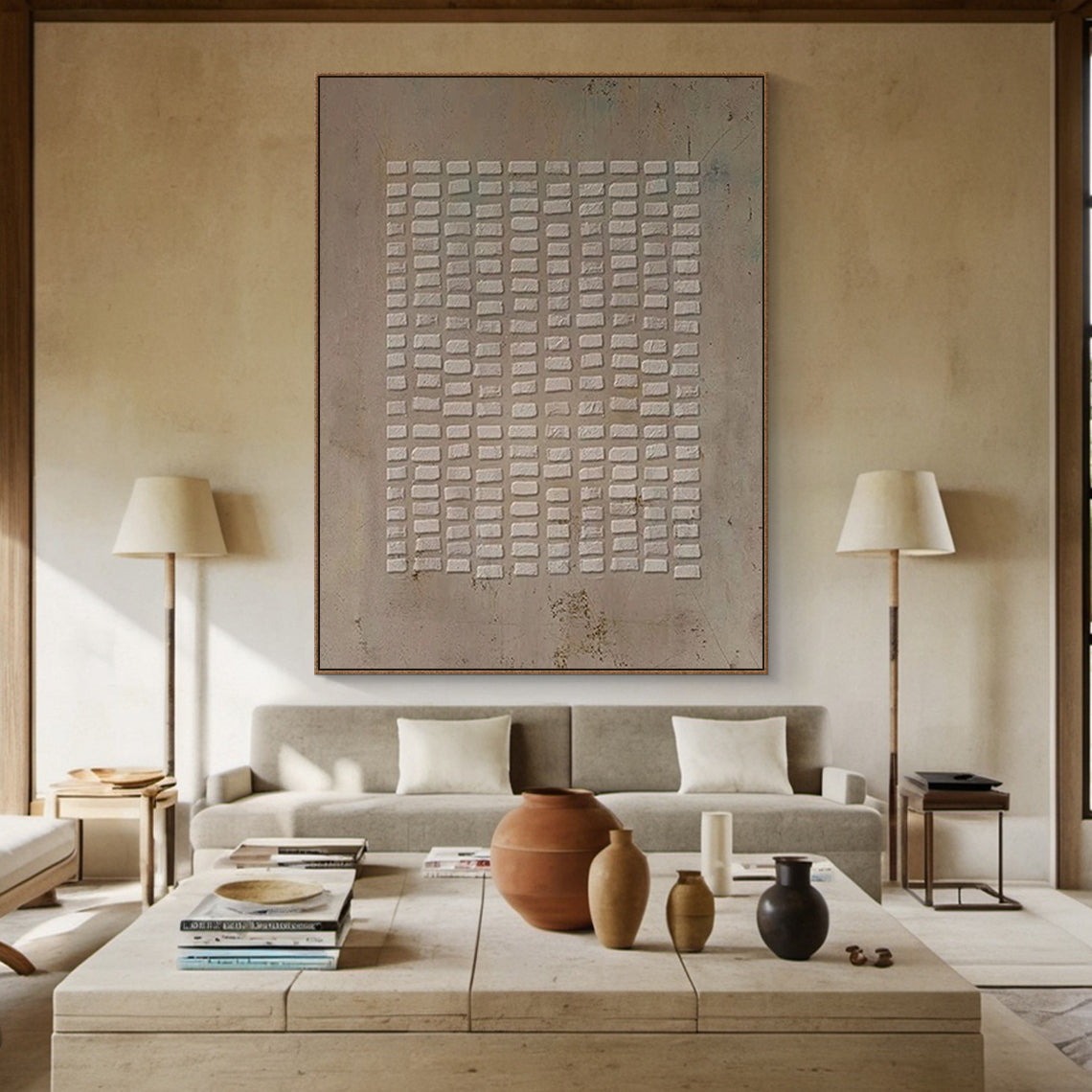 Beige Minimal Tiled Oil Painting 3:4 #BM003