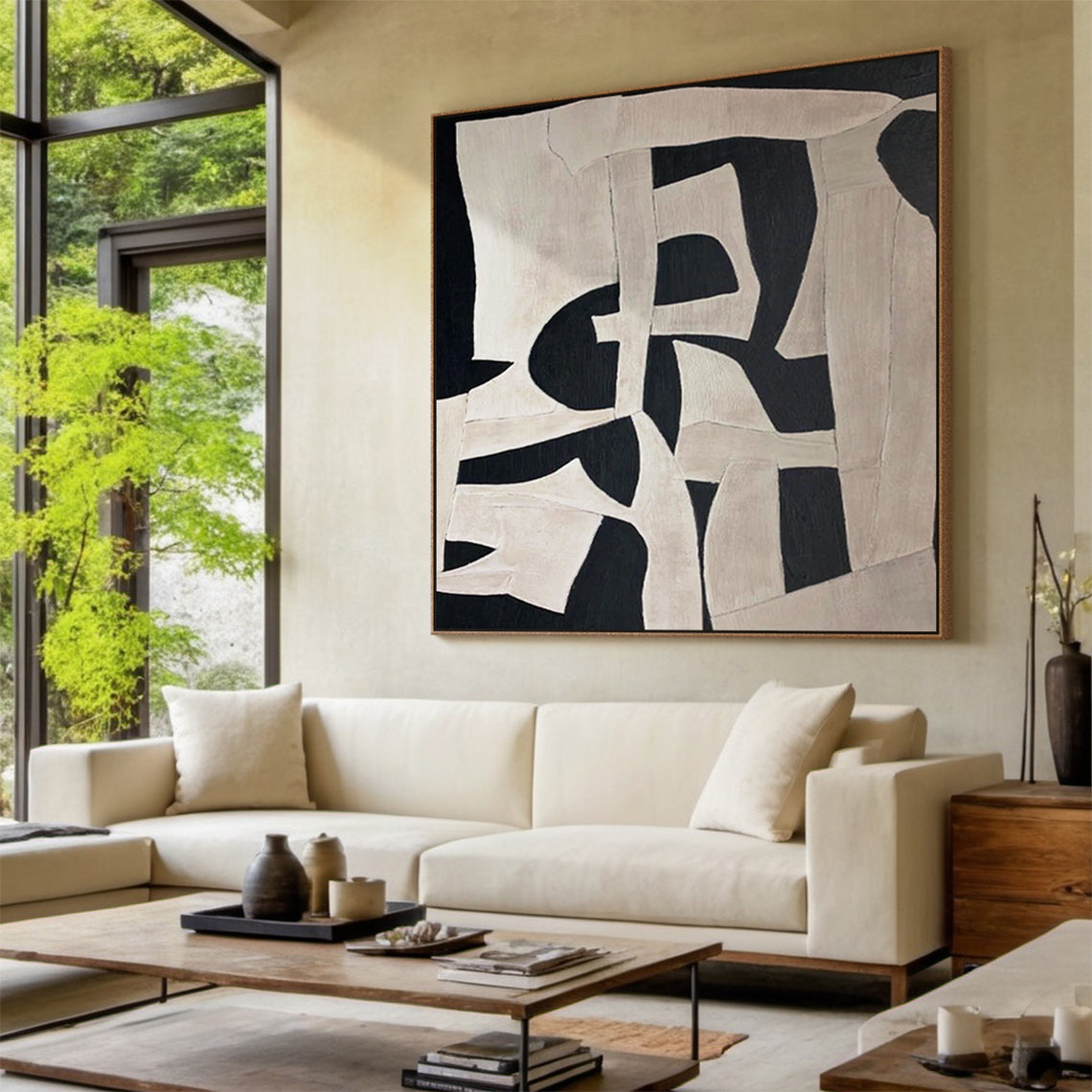 Abstract Black & White Mural 1:2 #BW001