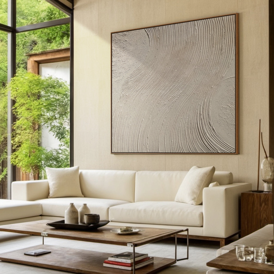 Beige Minimal Swirl Oil Painting 3:4 #BM005