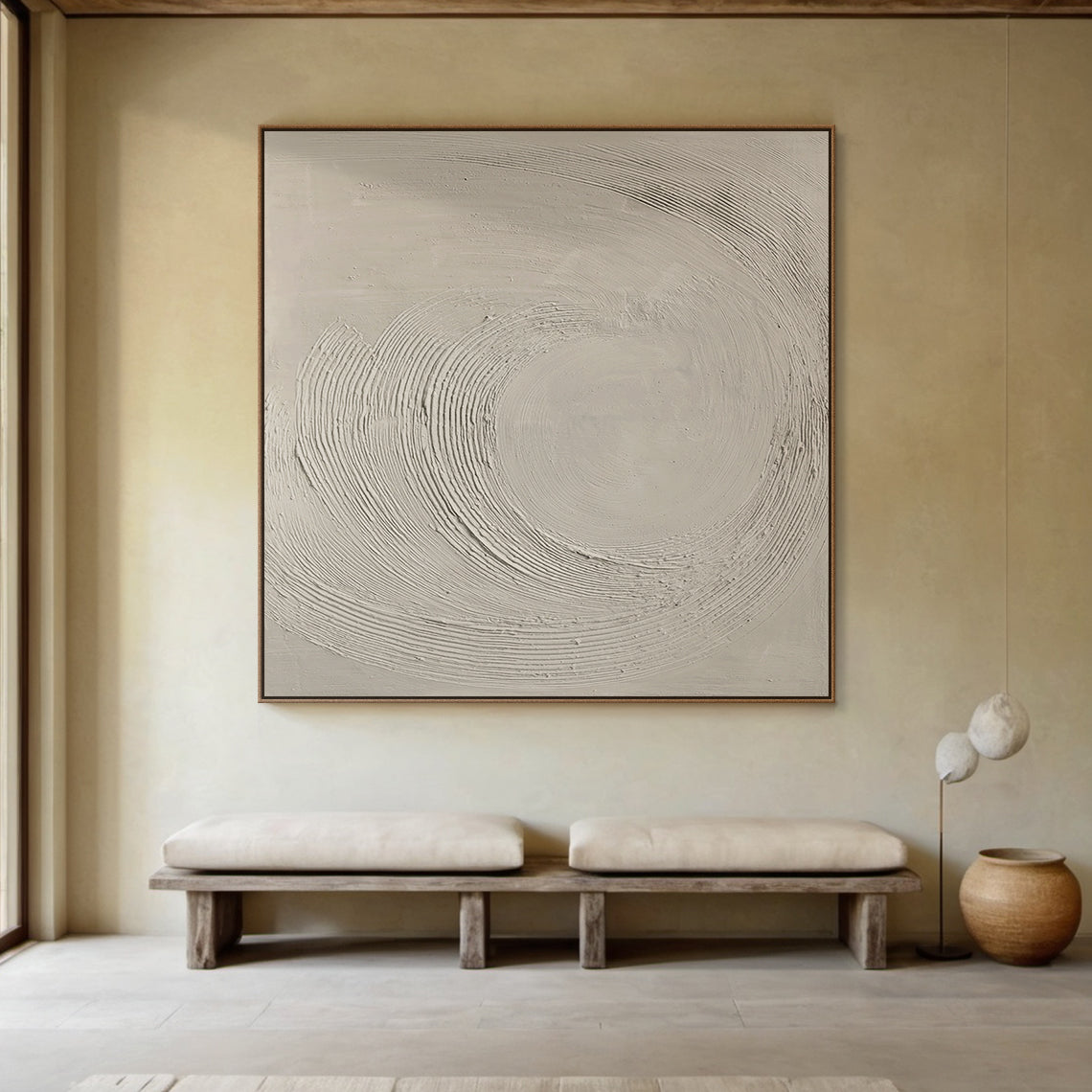 Beige Minimal Wave Oil Painting 1:2 #BM006