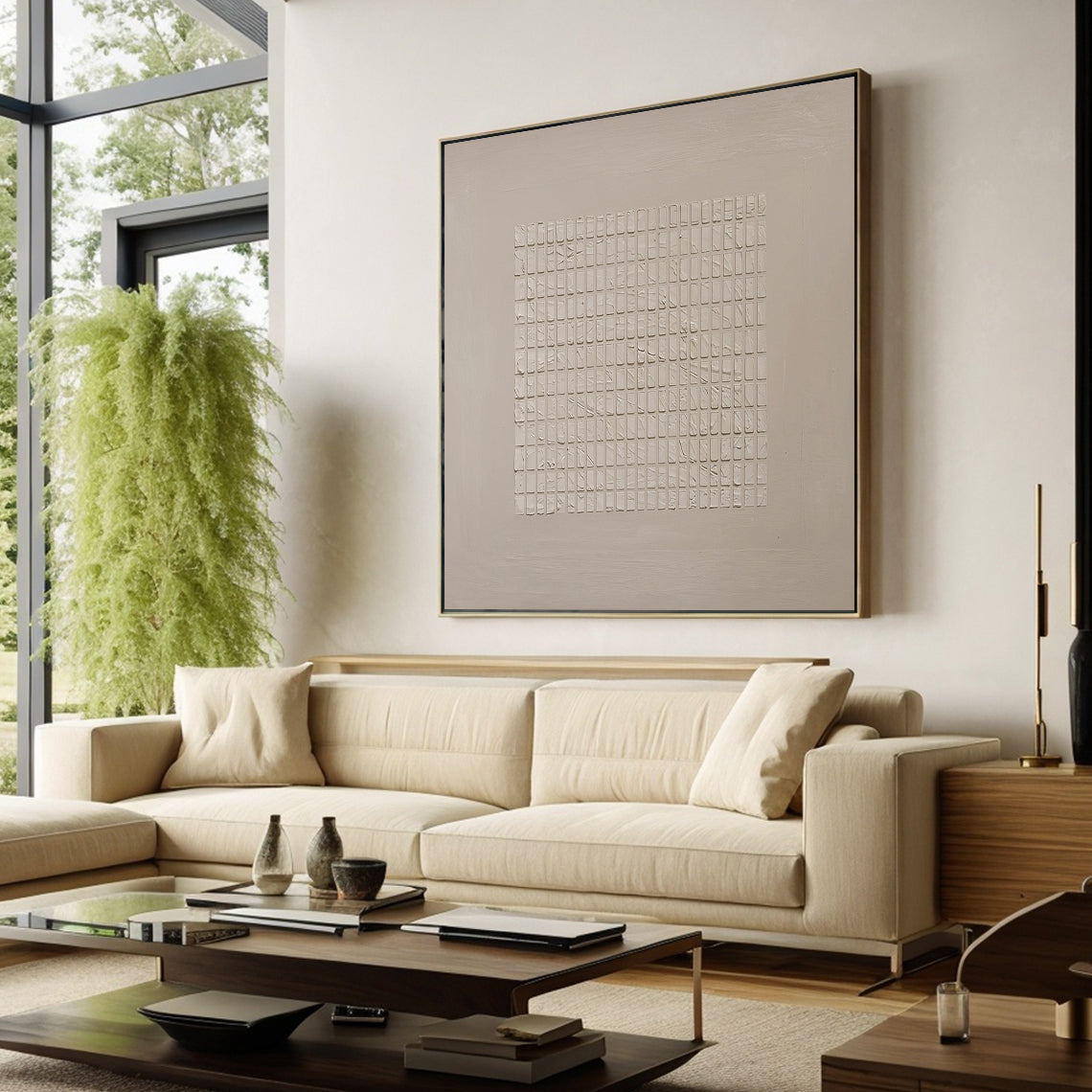 Beige Minimal Tiled Oil Painting 1:2 #BM002