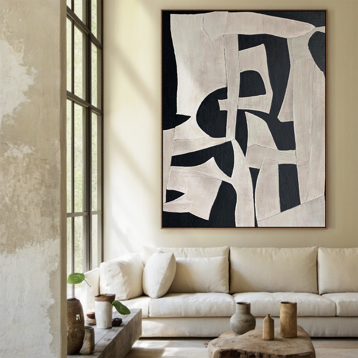 Abstract Black & White Mural 1:2 #BW001