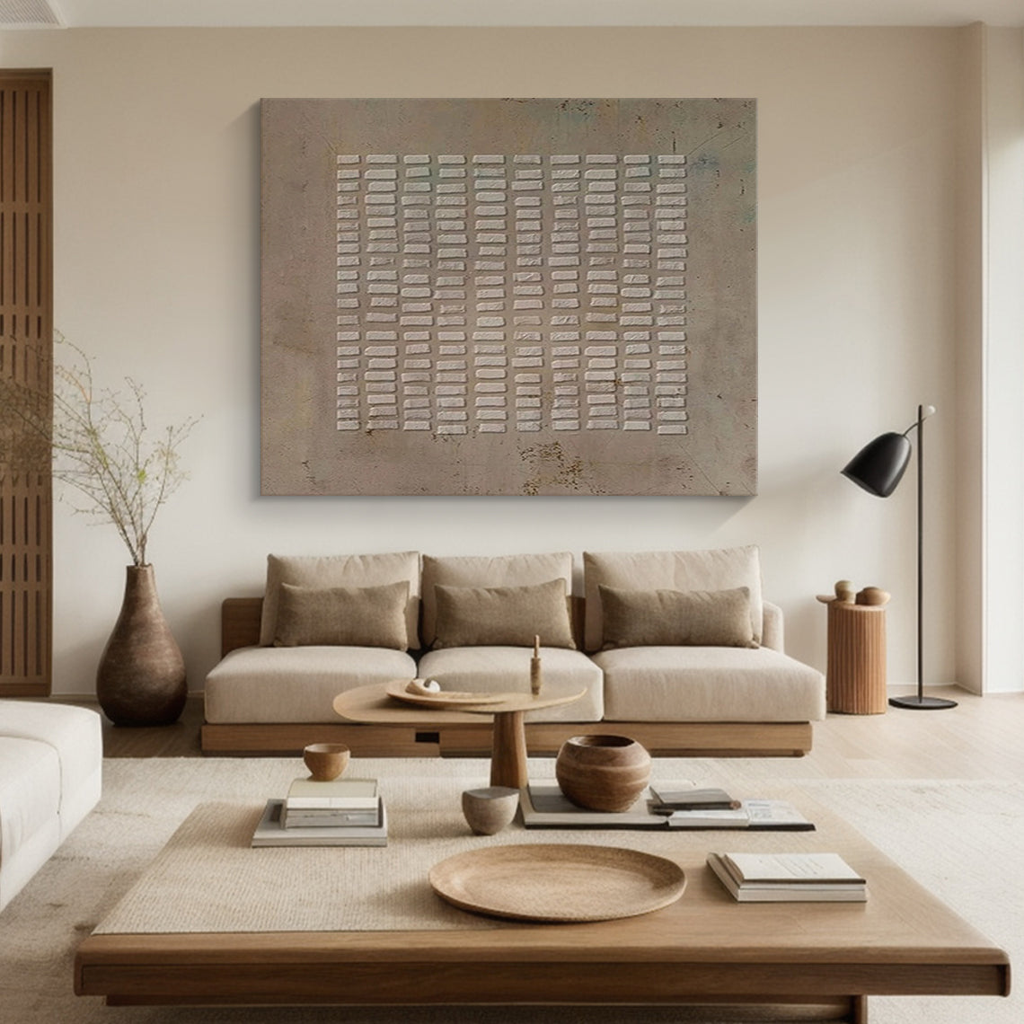 Beige Minimal Tiled Oil Painting 3:4 #BM003
