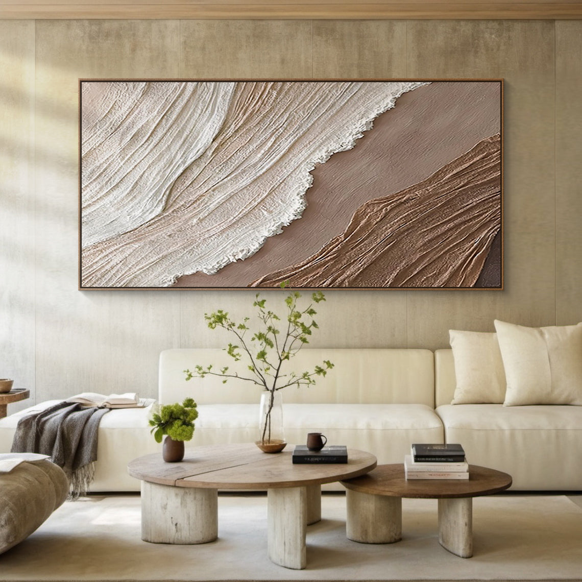 Abstract Textured Beige Landscape 3:4 #AT001