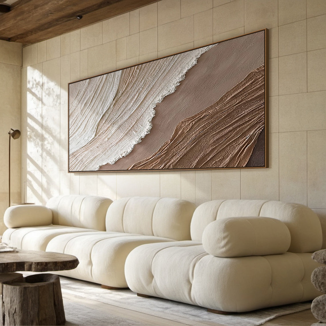 Abstract Textured Beige Landscape 3:4 #AT001