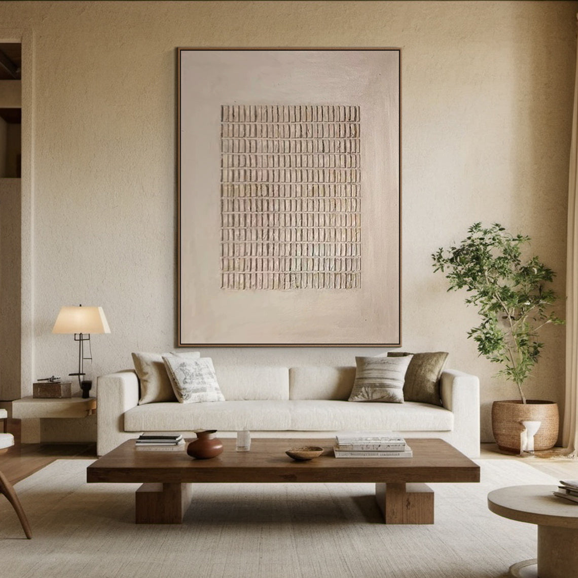 Beige Minimal Tiled Oil Painting 3:4 #BM001