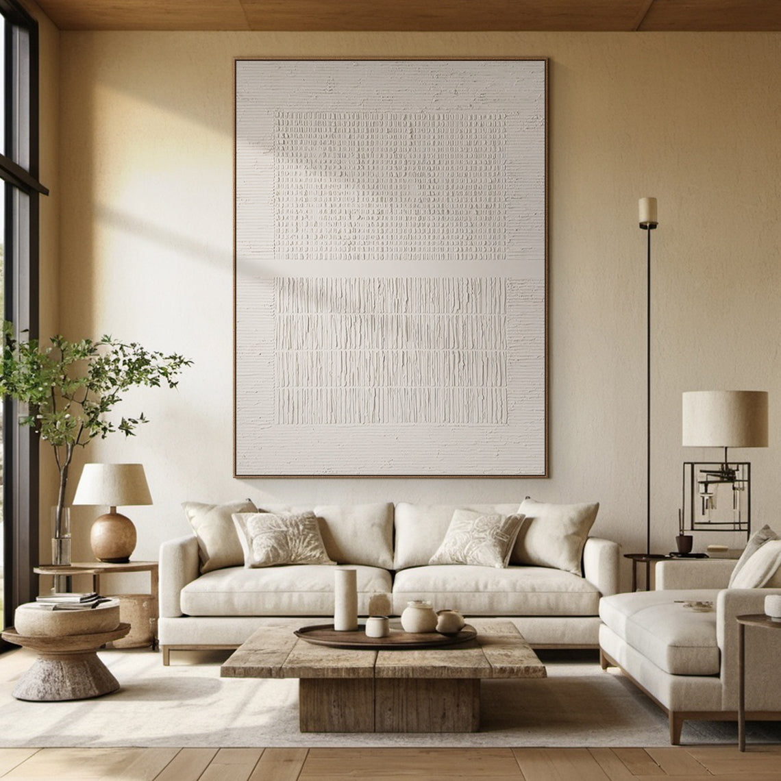 White Textured Tiles Mural 3:2 #WM001