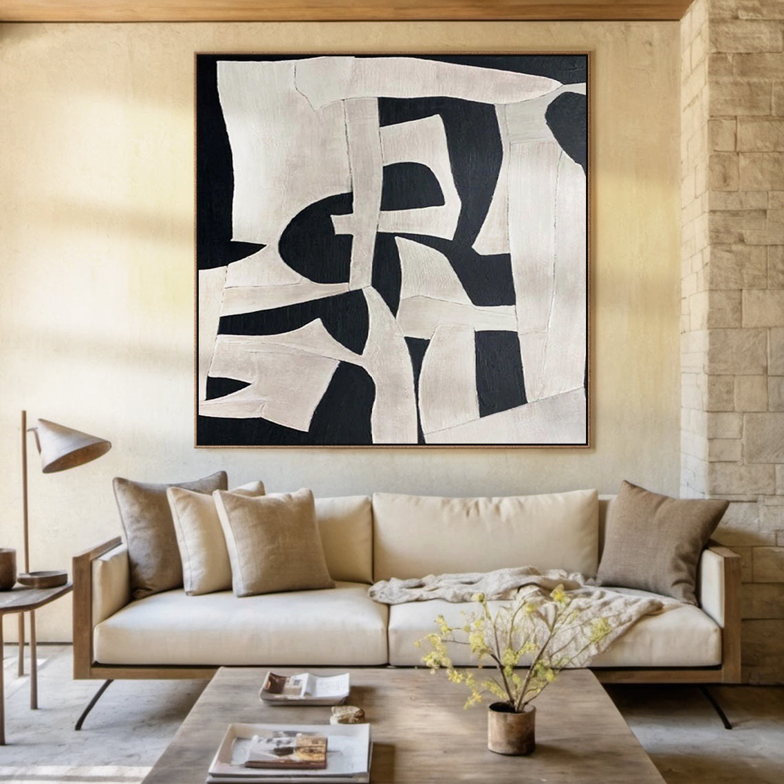 Abstract Black & White Mural 1:2 #BW001