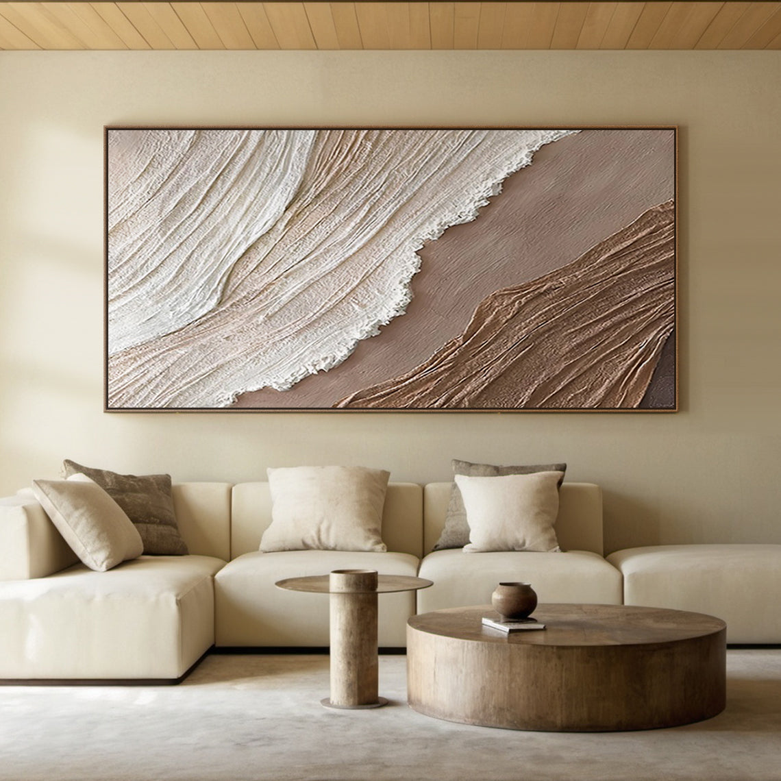 Abstract Textured Beige Landscape 3:4 #AT001