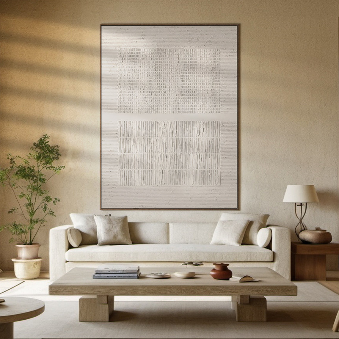 White Textured Tiles Mural 1:2 #WM001