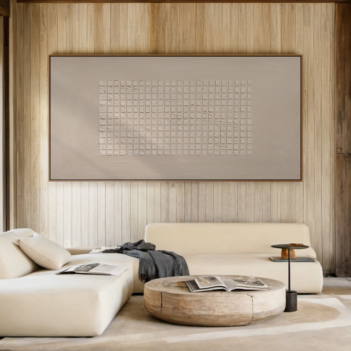 Beige Minimal Tiled Oil Painting 3:4 #BM002