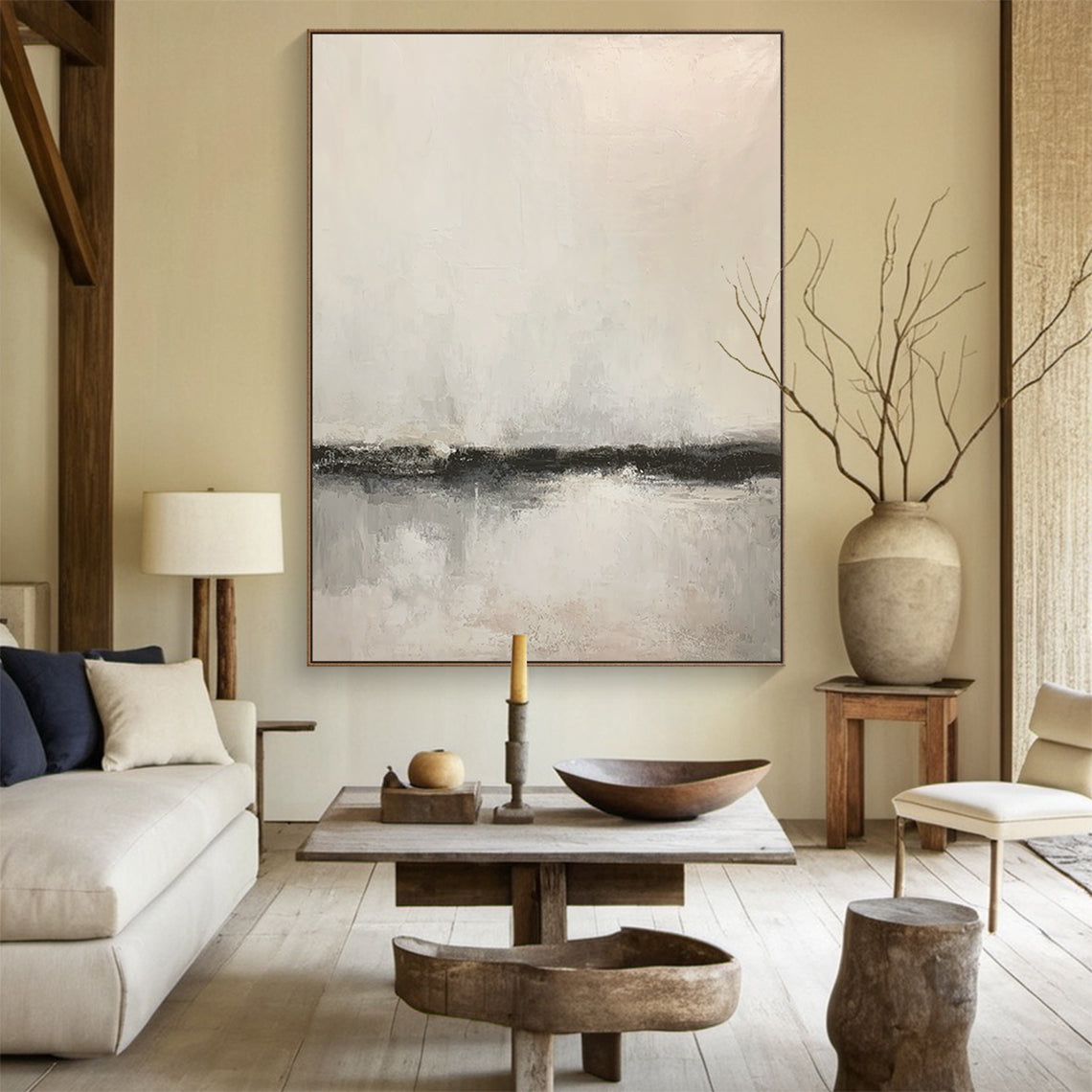 Black and White Impressionist Horizon 3:4 #BW004