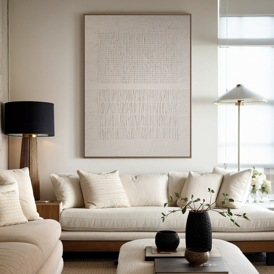 White Textured Tiles Mural 1:2 #WM001