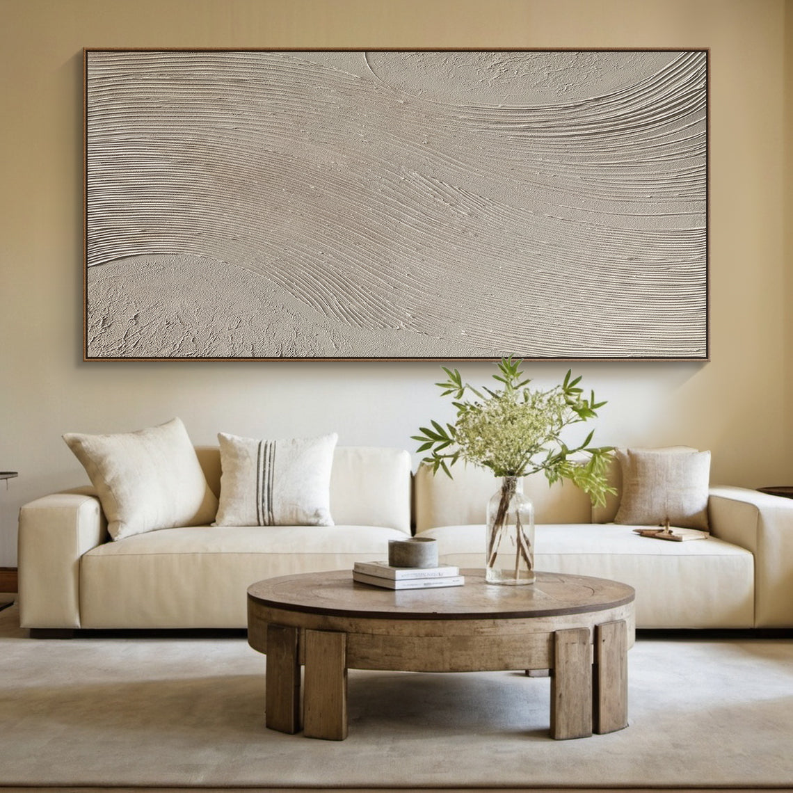 Beige Minimal Swirl Oil Painting 3:4 #BM005