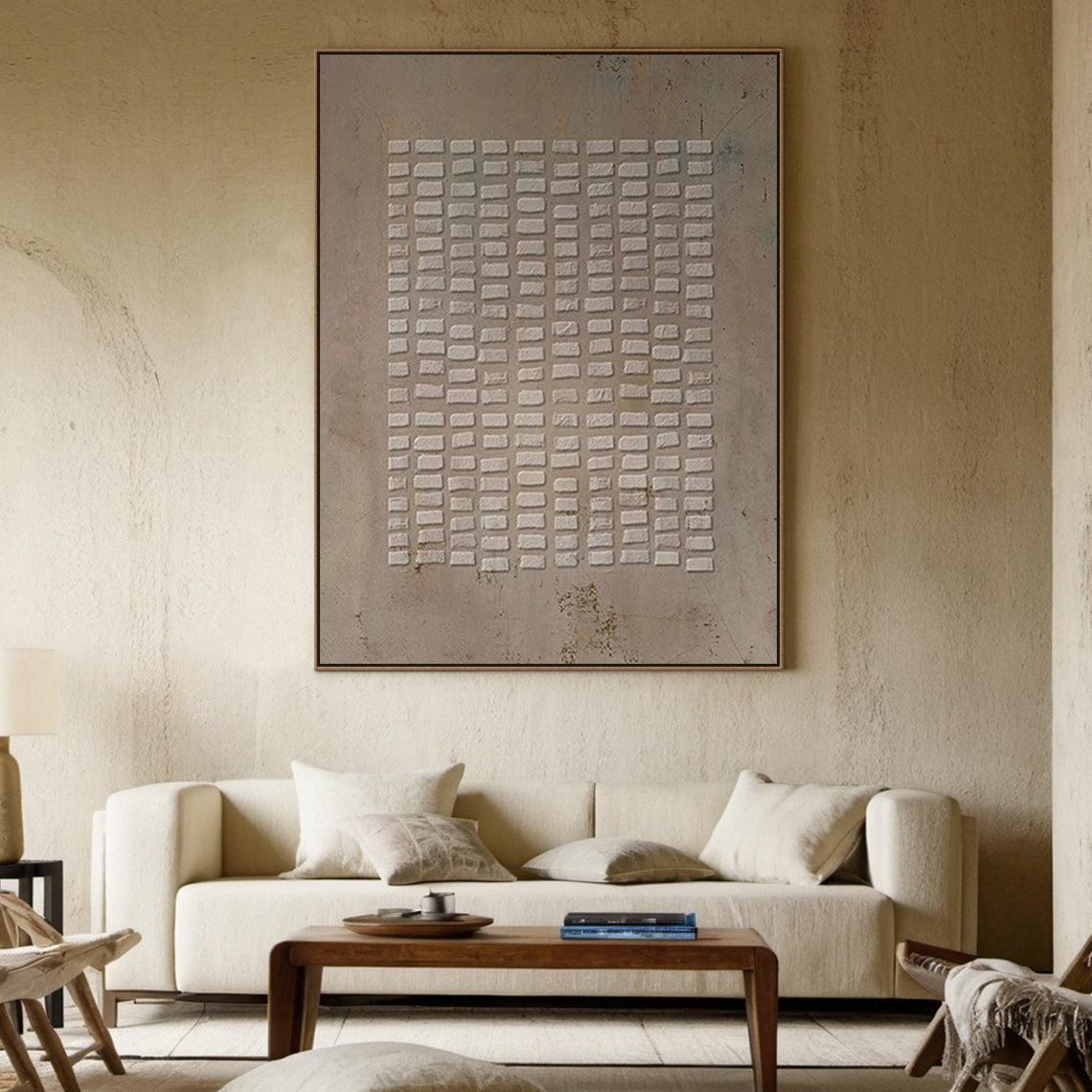 Beige Minimal Tiled Oil Painting 3:4 #BM003