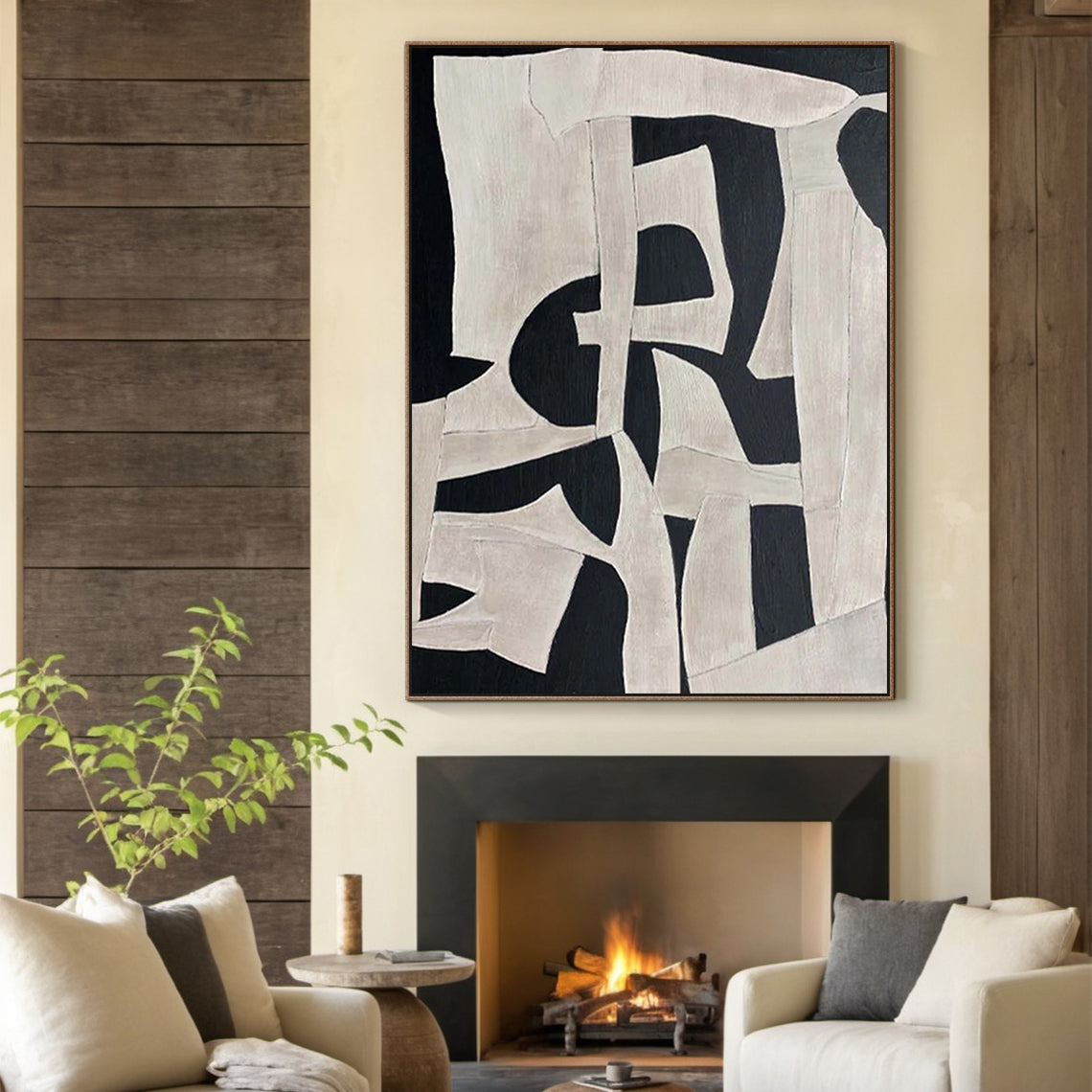 Abstract Black & White Mural 1:2 #BW001