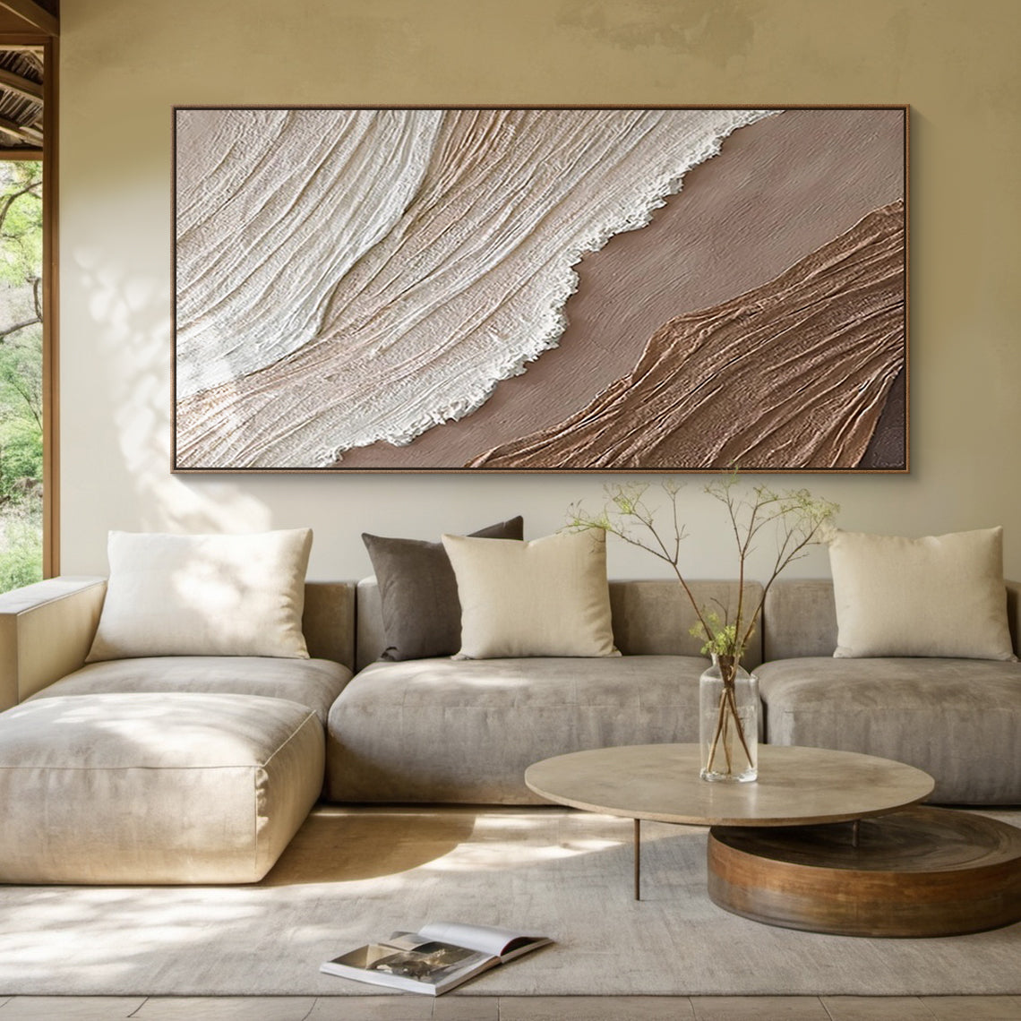 Abstract Textured Beige Landscape 3:4 #AT001