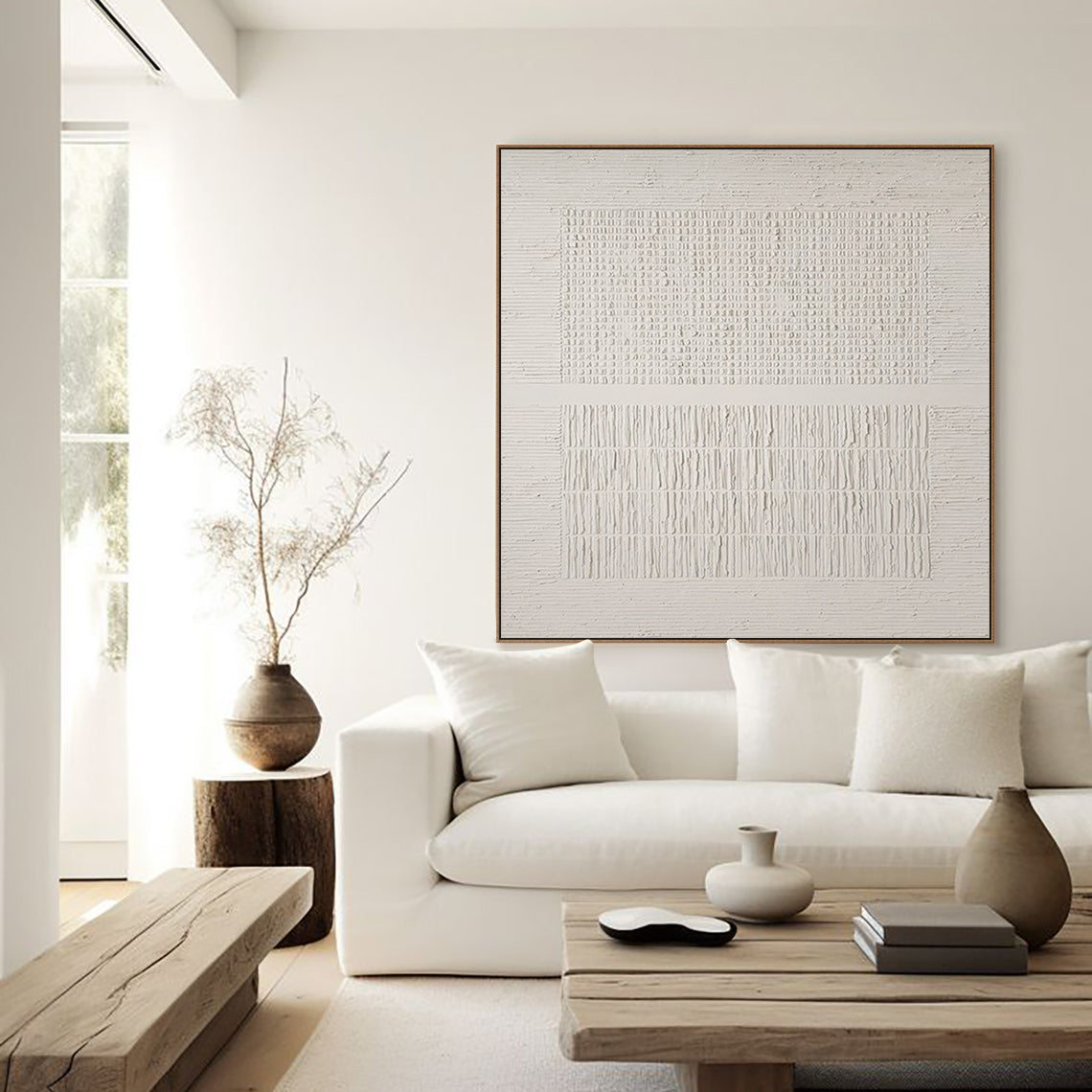 White Textured Tiles Mural 3:4 #WM001