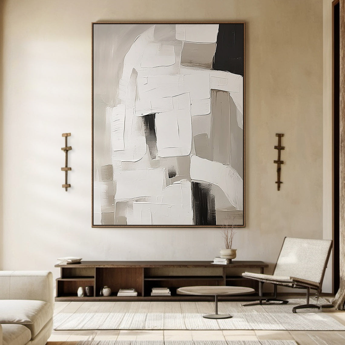 Abstract Black & White Mural 1:2 #BW002