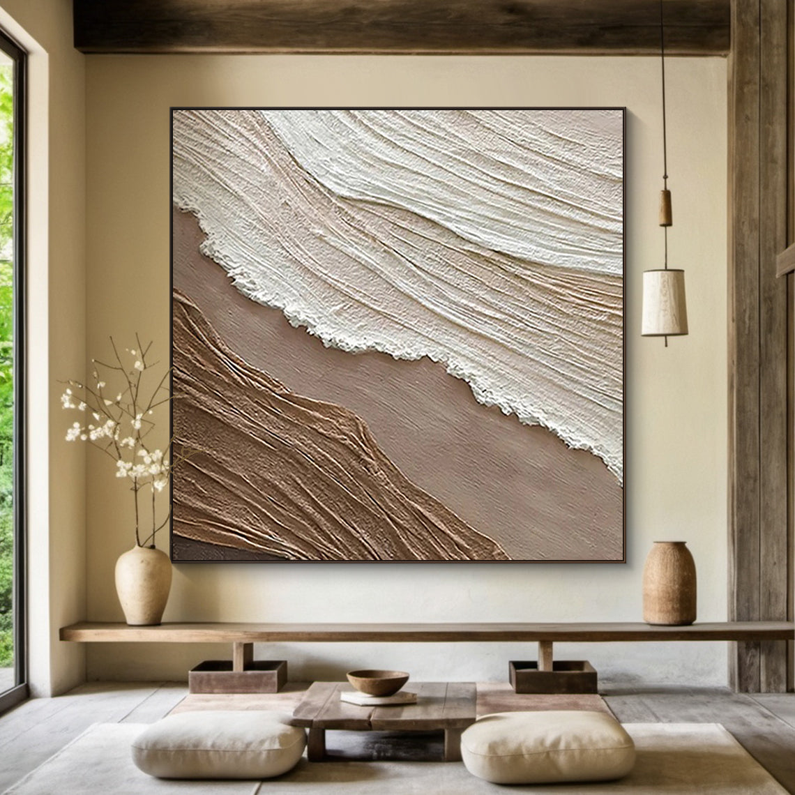 Abstract Textured Beige Landscape 3:4 #AT001