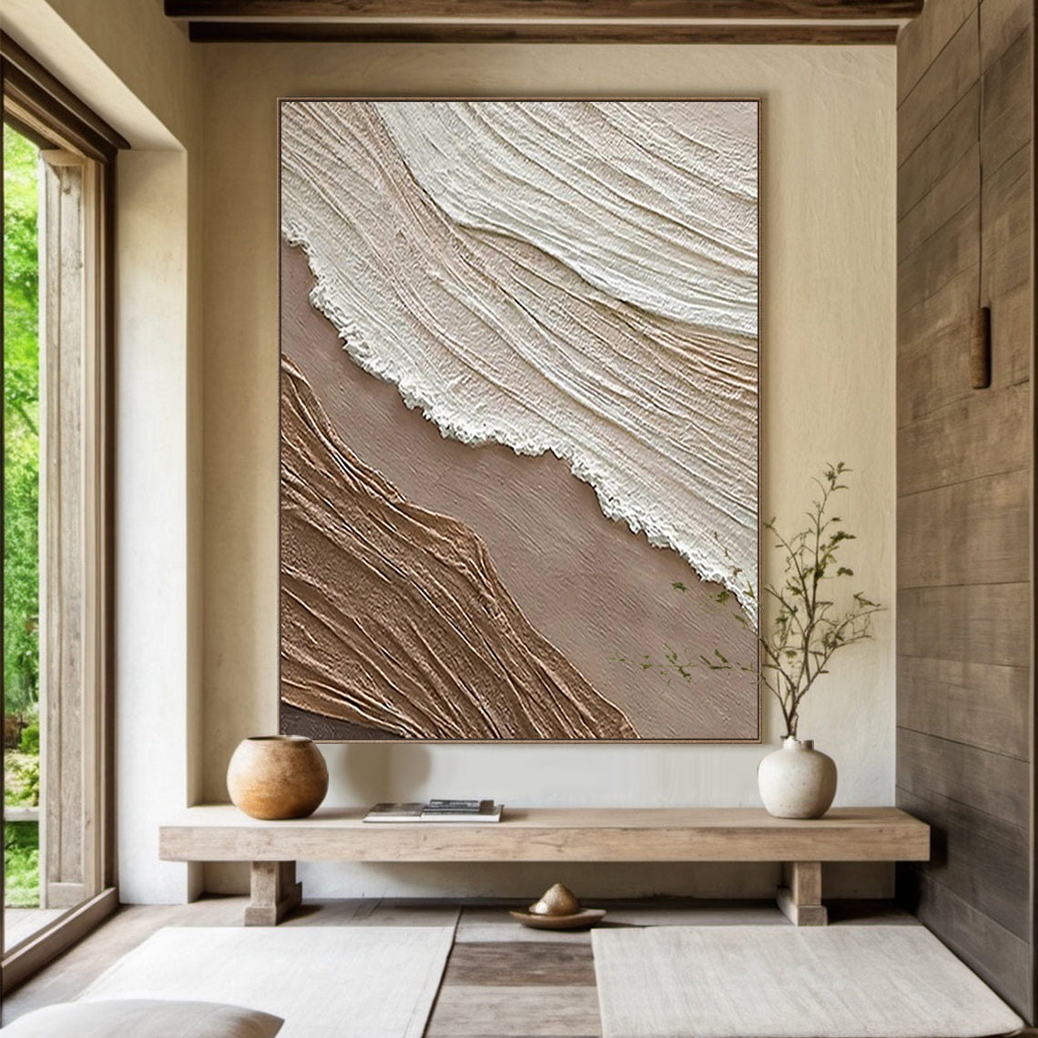 Abstract Textured Beige Landscape 3:4 #AT001