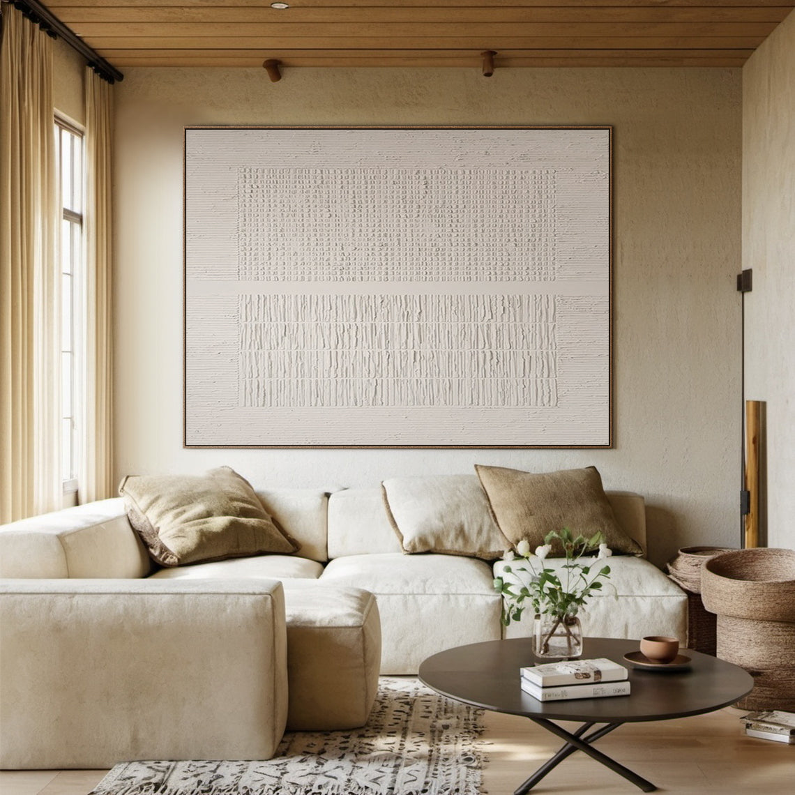White Textured Tiles Mural 1:2 #WM001