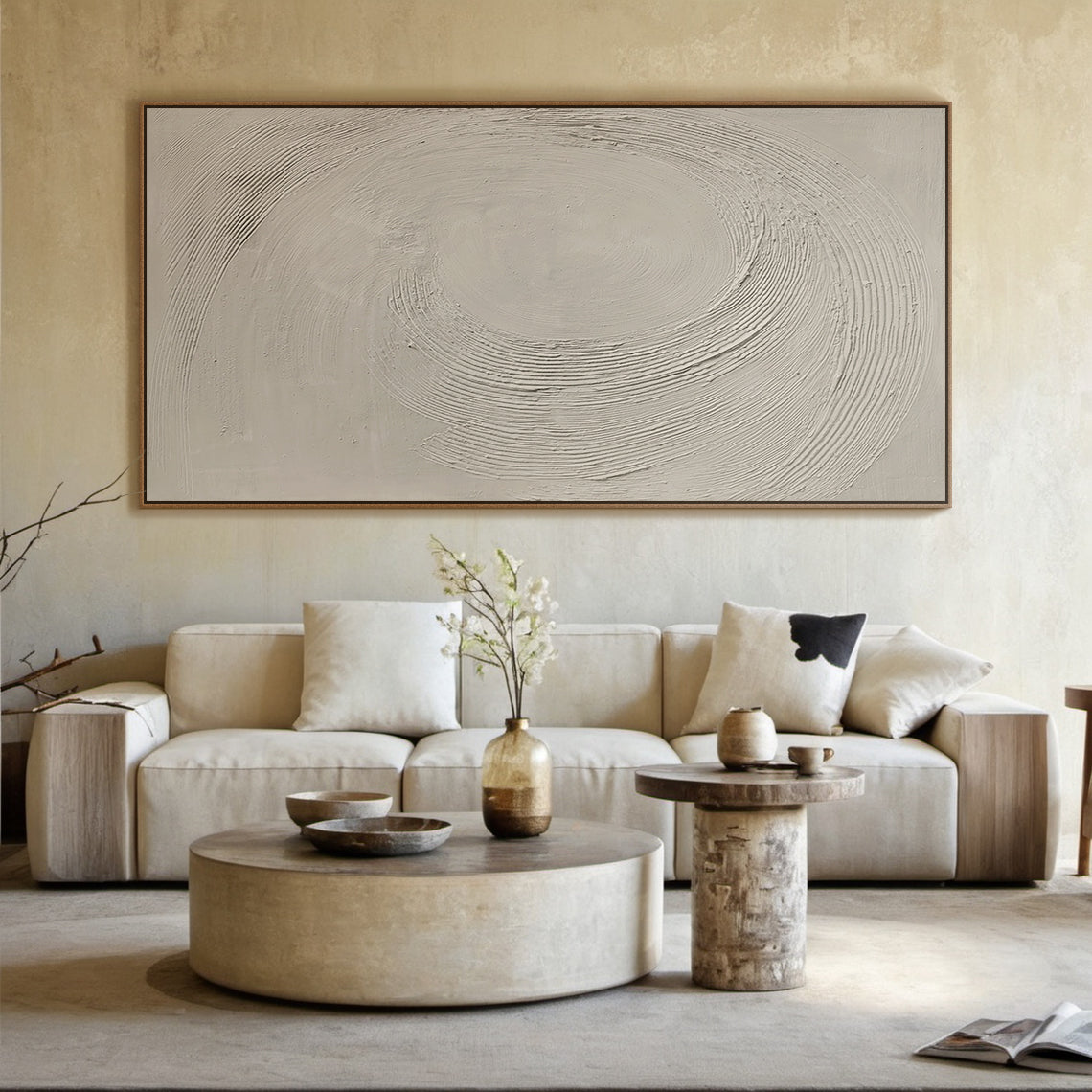 Beige Minimal Wave Oil Painting 3:2 #BM006